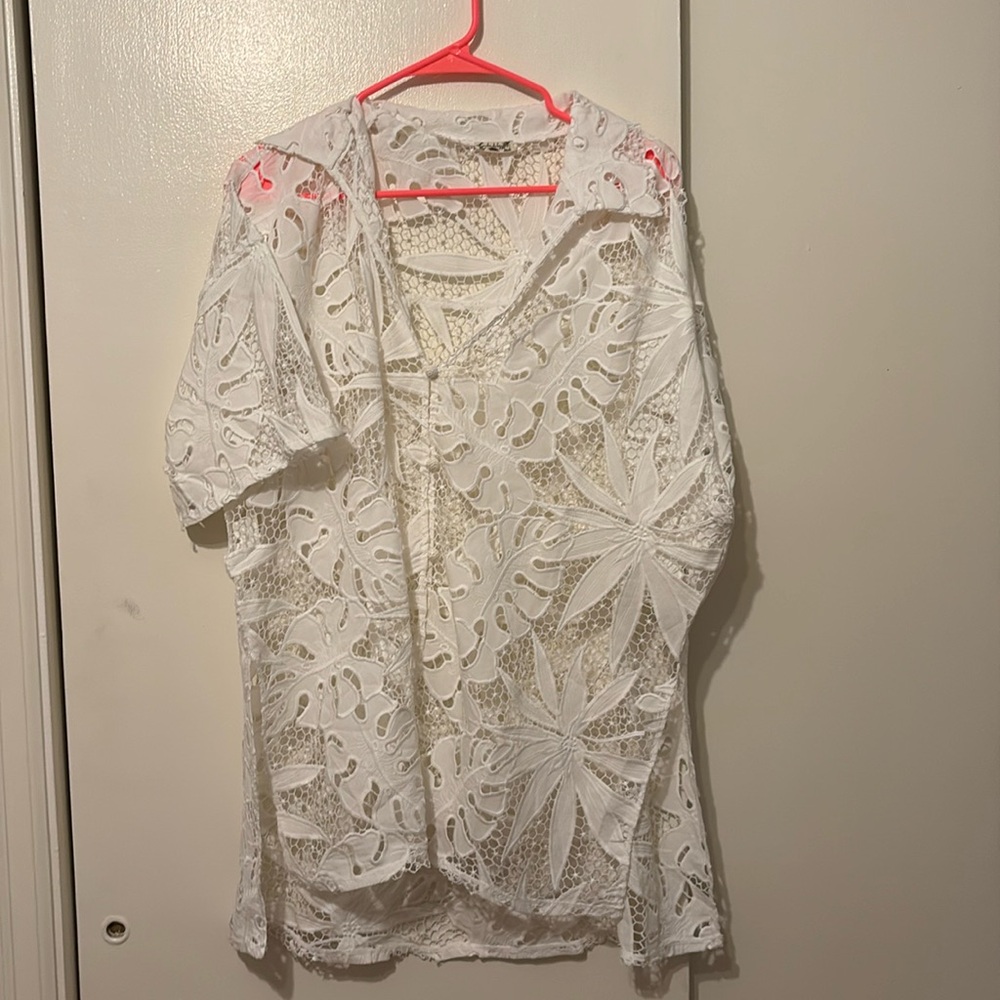 NWOT Intimately Free People lace palm leaf beach SET sz S
